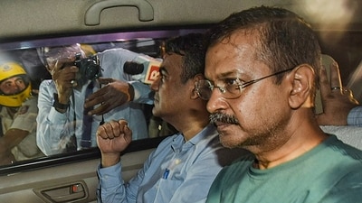 CBI officials leave with Delhi chief minister Arvind Kejriwal from the Rouse Avenue Court after the court sent him to the probe agency custody in the Excise policy case, in New Delhi on June 26, 2024. (PTI) CBI officials leave with Delhi chief minister Arvind Kejriwal from the Rouse Avenue Court after the court sent him to the probe agency custody in the Excise policy case, in New Delhi on June 26, 2024. (PTI)