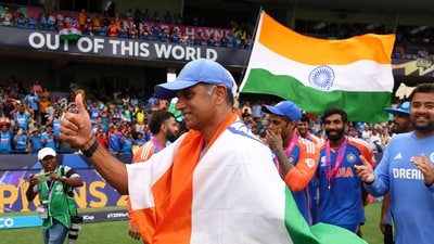 It was also a fairytale ending for Rahul Dravid, who is stepping down as head coach after the T20 World Cup. Dravid led India to the 2023 World Test Championship final and the 2023 World Cup final as well.&nbsp; (REUTERS)