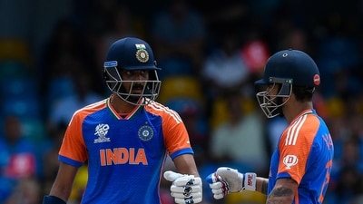 Virat Kohli then abandoned his aggressive play and hunkered down with Axar Patel. Axar ensured that India didn't dig a hole for themselves by hitting the ocassional six and the pair put up a partnership of 72 runs in 54 balls for the fourth wicket. Axar fell on 47 off 31 wickets to a sensational direct hit at the non-striker's end by Quinton de Kock. (AFP) Virat Kohli then abandoned his aggressive play and hunkered down with Axar Patel. Axar ensured that India didn't dig a hole for themselves by hitting the ocassional six and the pair put up a partnership of 72 runs in 54 balls for the fourth wicket. Axar fell on 47 off 31 wickets to a sensational direct hit at the non-striker's end by Quinton de Kock. (AFP)