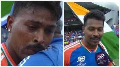 Hardik Pandya was visibly emotional after India scripted history by winning its second T20 World Cup title. (Star Sports) Hardik Pandya was visibly emotional after India scripted history by winning its second T20 World Cup title. (Star Sports)