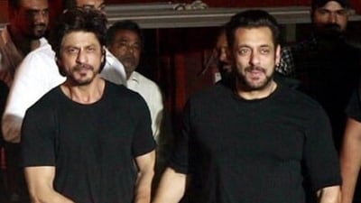 Shah Rukh Khan and Salman Khan pose together at an event in Mumbai. (File Photo/ANI) Shah Rukh Khan and Salman Khan pose together at an event in Mumbai. (File Photo/ANI)