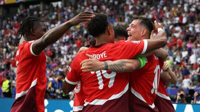 Switzerland players celebrate their second goal. (AFP) Switzerland players celebrate their second goal. (AFP)
