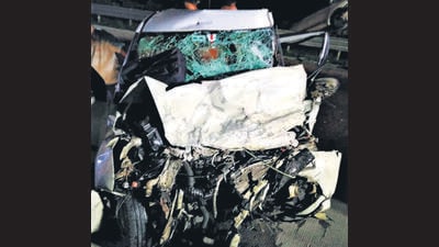 The police patrol team that reached the accident spot reported that the speeding Swift Dzire came in the wrong direction, leading to the fatal crash. There were ten occupants in both vehicles. (PTI) The police patrol team that reached the accident spot reported that the speeding Swift Dzire came in the wrong direction, leading to the fatal crash. There were ten occupants in both vehicles. (PTI)