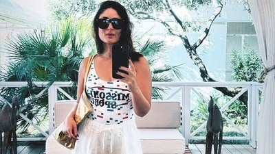 Kareena Kapoor shared pictures of her clad in a swimsuit with white trousers The Missoni logo prominently displayed on the front of the swimsuit. The actor shared the photo on Instagram, and wrote, "The Italian selfie..." Kareena Kapoor shared pictures of her clad in a swimsuit with white trousers The Missoni logo prominently displayed on the front of the swimsuit. The actor shared the photo on Instagram, and wrote, "The Italian selfie..."