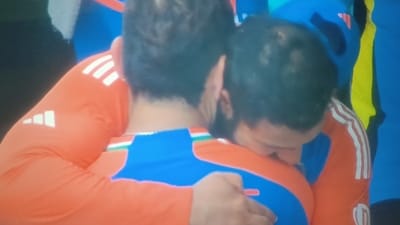 Rohit Sharma and Virat Kohli give an emotional hug to each other India's T20 World Cup victory Rohit Sharma and Virat Kohli give an emotional hug to each other India's T20 World Cup victory