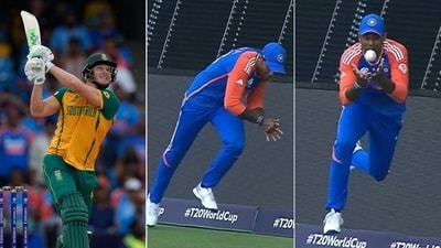 Suryakumar Yadav with arguably the greatest catch in the history of Indian cricket (Agency/Screengrab) Suryakumar Yadav with arguably the greatest catch in the history of Indian cricket (Agency/Screengrab)
