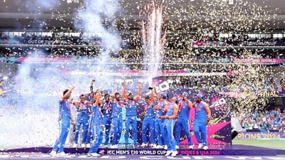 India's wait for a major title came to an end at the Kensington Oval in Barbados. India seemed down and out at one point with South Africa needing just 30 runs to win off the last 30 balls but Jasprit Bumrah, Arshdeep Singh and Hardik Pandya, alongwith the Indian fielders, somehow pulled things back. India ended up winning the final by seven runs and thus became the first team ever to go an entire T20 World Cup tournament unbeaten. This is India's second T20 World Cup title, having won the inaugural edition of the tournament all the way back in 2007. (Getty Images) India's wait for a major title came to an end at the Kensington Oval in Barbados. India seemed down and out at one point with South Africa needing just 30 runs to win off the last 30 balls but Jasprit Bumrah, Arshdeep Singh and Hardik Pandya, alongwith the Indian fielders, somehow pulled things back. India ended up winning the final by seven runs and thus became the first team ever to go an entire T20 World Cup tournament unbeaten. This is India's second T20 World Cup title, having won the inaugural edition of the tournament all the way back in 2007. (Getty Images)
