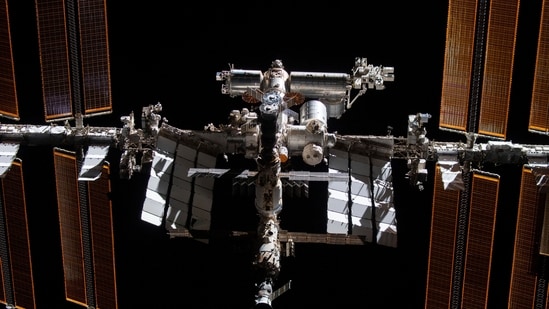 This photo provided by NASA shows the International Space Station from the SpaceX Crew Dragon Endeavour during a fly around of the orbiting lab that took place following its undocking from the Harmony module’s space-facing port, Nov. 8, 2021. NASA has awarded an $843 million contract to SpaceX to build the vehicle that will bring the International Space Station out of its longtime orbit around Earth when its operating lifespan ends in a few more years. (AP)
