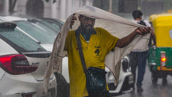The monsoon arrived in Delhi on Friday, inundating different parts of the city.(PTI)