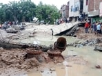 The water tank of the municipal corporation collapsed due to a heavy downpour in Mathura on Sunday. (ANI Photo) 