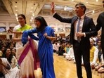 Britain's Prime Minister Rishi Sunak and his wife, Akshata Murty visit BAPS Shri Swaminarayan Mandir, in London, Britain, on June 29. 