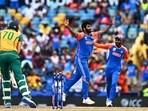 India's Jasprit Bumrah (C) celebrates after South Africa's Marco Jansen (L) is clean bowled during the ICC men's Twenty20 World Cup 2024 final cricket match between India and South Africa at Kensington Oval in Bridgetown India's Jasprit Bumrah (C) celebrates after South Africa's Marco Jansen (L) is clean bowled during the ICC men's Twenty20 World Cup 2024 final cricket match between India and South Africa at Kensington Oval in Bridgetown