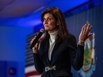 (FILES) US Republican presidential hopeful and former UN Ambassador Nikki Haley speaks during a campaign rally in Portland, Maine, on March 3, 2024. Former US presidential hopeful Nikki Haley has been photographed writing "Finish Them" on an Israeli shell as she toured sites near the northern border with Lebanon. 
