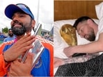 Rohit Sharma posted a morning selfie with the T20 World Cup beside his bed. Rohit Sharma posted a morning selfie with the T20 World Cup beside his bed.