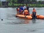 North Tripura: Disaster response force personnel as part of their preparedness for rescue works during floods, at Dharmanagar in North Tripura district, Saturday, June 29, 2024. 