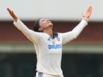 Chennai: India Women's Sneh Rana celebrates the wicket of South Africa's Masabata Klaas on the third day of a one-off test cricket match between India Women and South Africa Women
