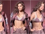 Kriti Sanon poses for a photoshoot in a bralette, cargo pants and printed jacket. 