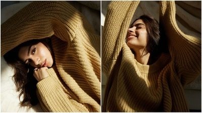 Khushi Kapoor's sun-kissed latest look is sure to win your heart. She wore an oversized yellow knitted sweater and completed her look with minimal makeup. (Instagram) Khushi Kapoor's sun-kissed latest look is sure to win your heart. She wore an oversized yellow knitted sweater and completed her look with minimal makeup. (Instagram)