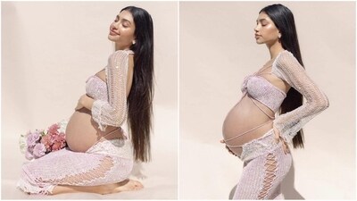 Alanna Pandey has taken maternity fashion to dazzling new heights in her latest photoshoot. In the post Alanna can be seen embracing her baby bump in a bold pastel attire. (Instagram/@alannapanday) Alanna Pandey has taken maternity fashion to dazzling new heights in her latest photoshoot. In the post Alanna can be seen embracing her baby bump in a bold pastel attire. (Instagram/@alannapanday)