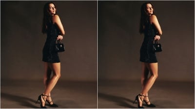 For her chic look, she doned a Versace mini dress that features speghetti straps, plunging neckline, bodycon fit, mini hemline and enchanting crystal embellsihments adorning her dress all over. (Instagram/@tripti_dimri) For her chic look, she doned a Versace mini dress that features speghetti straps, plunging neckline, bodycon fit, mini hemline and enchanting crystal embellsihments adorning her dress all over. (Instagram/@tripti_dimri)