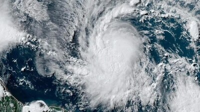 This National Oceanic and Atmospheric Administration (NOAA)/GOES satellite handout image shows Tropical Storm Beryl at 19:30UTC on June 29, 2024. Much of the southeast Caribbean went on alert Saturday as Tropical Storm Beryl was set to undergo rapid strengthening, becoming a "dangerous" major hurricane before it crosses the Windward Islands sometimes on June 30, forecasters said. (AFP) This National Oceanic and Atmospheric Administration (NOAA)/GOES satellite handout image shows Tropical Storm Beryl at 19:30UTC on June 29, 2024. Much of the southeast Caribbean went on alert Saturday as Tropical Storm Beryl was set to undergo rapid strengthening, becoming a "dangerous" major hurricane before it crosses the Windward Islands sometimes on June 30, forecasters said. (AFP)