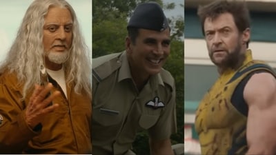 Stills from Indian 2, Sarfira, and Deadpool and Wolverine. Stills from Indian 2, Sarfira, and Deadpool and Wolverine.