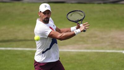 Novak Djokovic during a training session in London on Sunday. (AP) Novak Djokovic during a training session in London on Sunday. (AP)