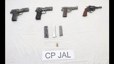 The seized arms and ammunition in Jalandhar.