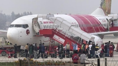 The stair truck, moving towards the gate, struck the wing of the Air India Express flight, causing a sudden jolt for the 177 passengers on board. (PTI file photo) (HT_PRINT)