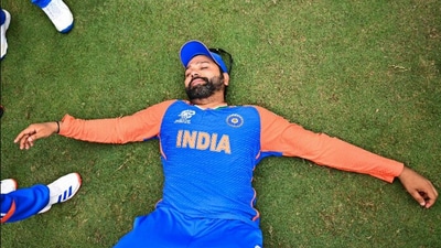 Rohit Sharma basks in the moment India won the T20 World Cup on Saturday. (X/Rohit Sharma) Rohit Sharma basks in the moment India won the T20 World Cup on Saturday. (X/Rohit Sharma)