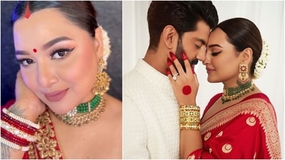 Beauty influencer recreates Sonakshi Sinha's wedding makeup look in viral video. (Instagram) Beauty influencer recreates Sonakshi Sinha's wedding makeup look in viral video. (Instagram)