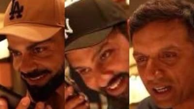Virat Kohli, Rohit Sharma and Rahul Dravid during a phone call with Prime Minister Narendra Modi. Virat Kohli, Rohit Sharma and Rahul Dravid during a phone call with Prime Minister Narendra Modi.