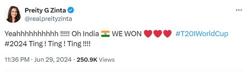 Preity Zinta shared a tweet too. Preity Zinta shared a tweet too.