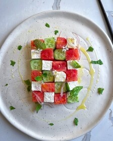 Cubed watermelon with cucumber and feta cheese salad (Instagram) Cubed watermelon with cucumber and feta cheese salad (Instagram)