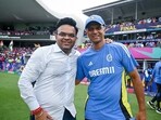 BCCI Secretary Jay Shah and India's head coach Rahul Dravid pose for a picture. BCCI Secretary Jay Shah and India's head coach Rahul Dravid pose for a picture.