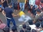 The man, Tajmul alias "JCB” who is allegedly a TMC leader, attacked a couple with bamboo sticks in Chopra in Uttar Dinajpur district of West Bengal. The man, Tajmul alias "JCB” who is allegedly a TMC leader, attacked a couple with bamboo sticks in Chopra in Uttar Dinajpur district of West Bengal.