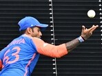 India's Suryakumar Yadav grabs a catch to dismiss South Africa's David Miller during the ICC men's Twenty20 World Cup 2024 final. India's Suryakumar Yadav grabs a catch to dismiss South Africa's David Miller during the ICC men's Twenty20 World Cup 2024 final.