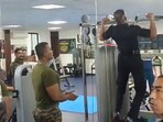 Snapshot of Major General Prasanna Joshi doing 35 pull-ups. Snapshot of Major General Prasanna Joshi doing 35 pull-ups.