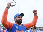 Rohit Sharma after India's T20 World Cup final win. Rohit Sharma after India's T20 World Cup final win.