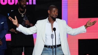 Usher gestures after accepting the Lifetime Achievement award during the 2024 BET Awards at Peacock Theater in Los Angeles, California, U.S., June 30, 2024. (REUTERS)