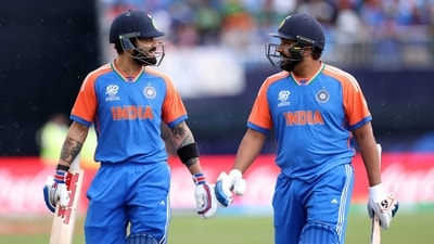 India's Rohit Sharma and Virat Kohli during the T20 World Cup. (REUTERS)