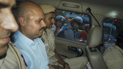 Delhi Police personnel with CM Arvind Kejriwal’s aide Bibhav Kumar leave Kejriwal's residence on May 20, 2024. (PTI) Delhi Police personnel with CM Arvind Kejriwal’s aide Bibhav Kumar leave Kejriwal's residence on May 20, 2024. (PTI)