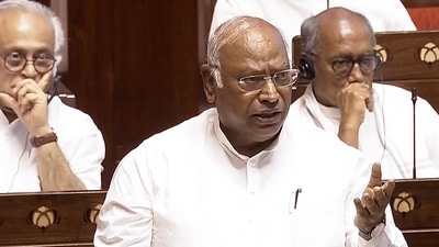 The Leader of Opposition in the Rajya Sabha, Mallikarjun Kharge, speaks in the Upper House of the Parliament. (PTI) The Leader of Opposition in the Rajya Sabha, Mallikarjun Kharge, speaks in the Upper House of the Parliament. (PTI)