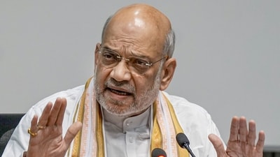Union home minister Amit Shah addresses a press conference regarding the new criminal laws, in New Delhi, Monday, July 1, 2024. (PTI) Union home minister Amit Shah addresses a press conference regarding the new criminal laws, in New Delhi, Monday, July 1, 2024. (PTI)