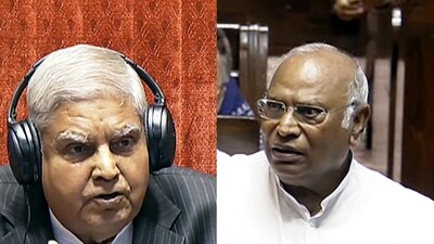 Rajya Sabha chairperson Jagdeep Dhankhar and Leader of Opposition in RS Mallikarjun Kharge. Rajya Sabha chairperson Jagdeep Dhankhar and Leader of Opposition in RS Mallikarjun Kharge.