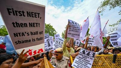 Students protesting over the NEET paper leak. (HT PHOTO/Representative)
