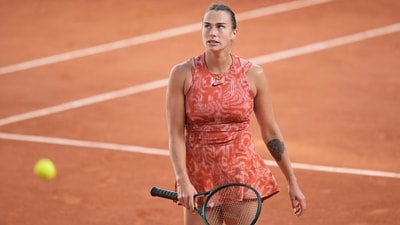 Belarus' Aryna Sabalenka reacts as she plays against Russia's Mirra Andreeva (AFP) Belarus' Aryna Sabalenka reacts as she plays against Russia's Mirra Andreeva (AFP)