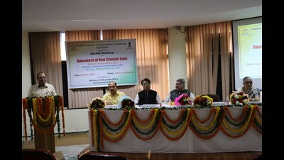 The workshop on new criminal laws underway at IIIT-A on Monday (HT)