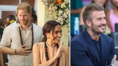 Shocking reason Meghan Markle once banned Prince Harry from being photographed with David Beckham (Photo by Kola SULAIMON / AFP, photo by Chris ARJOON / AFP) Shocking reason Meghan Markle once banned Prince Harry from being photographed with David Beckham (Photo by Kola SULAIMON / AFP, photo by Chris ARJOON / AFP)