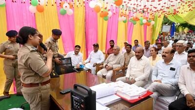With the new criminal laws coming into effect on Monday, the Noida police held a district-wide awareness programme at all 26 police stations of the commissionerate, to make all stakeholders and the general public aware of the new laws. (Sunil Ghosh/HT Photo)